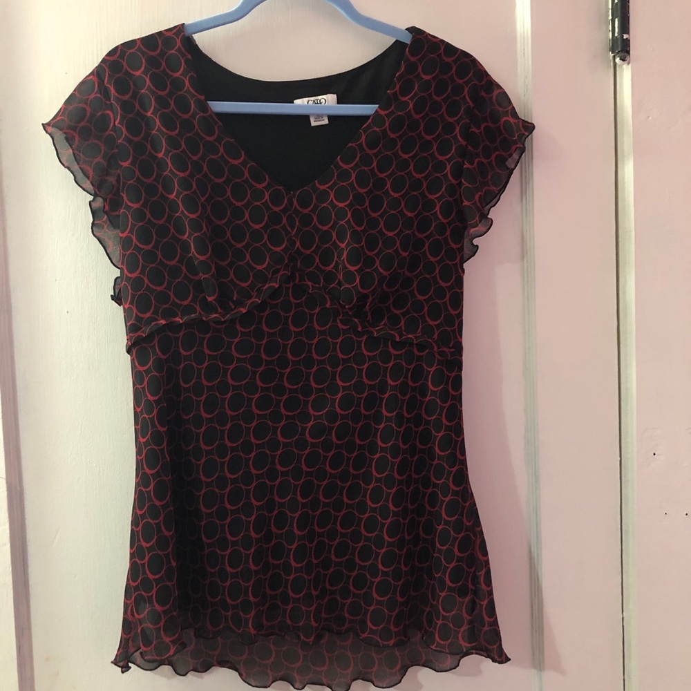 Cato red and black blouse